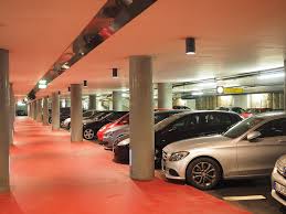 vehicles in parking lot