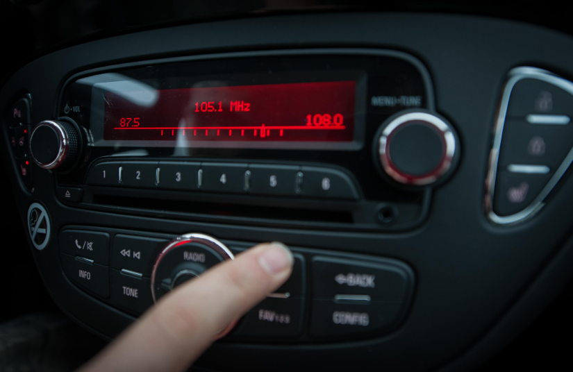 a radio in a car